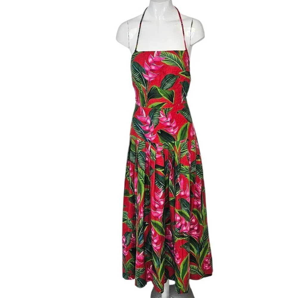farm rio linen blend dream garden strappy drop-waist midi dress XL Farm Rio Anthropologie linen blend Dream Garden strappy drop-waist midi dress